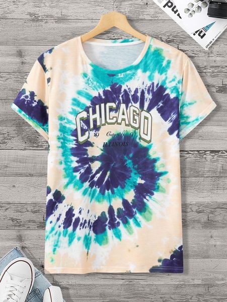 

men random tie dye letter graphic tee s0dp#, White;black