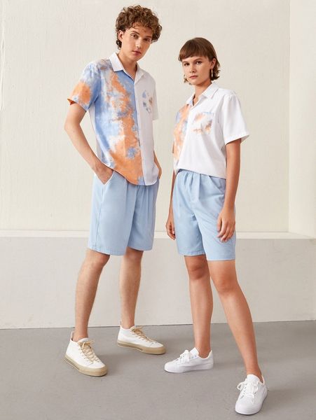 

1pc slant pocket shorts j0ml#, Black