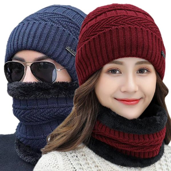 

beanies winter knitted hat add fur lined warm hats for men & women keep thicken cap