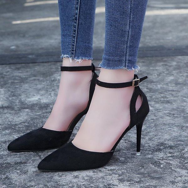 

dress shoes solid color pointed women high heels suede pu fashion comfortable non-slip stiletto heels1, Black