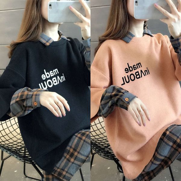 

es of sanitary women's clothes 2020 new loose european style dress with thickened mid length coat in autumn and, Black