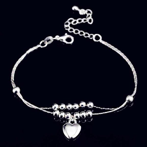 

new fashion foot anklet 925 sterling ladies silver anklets bracelet chain for women love heart pendant pulseras jewelry, Red;blue