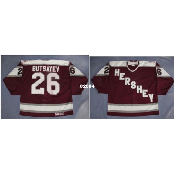 

real men real full embroidery ahl hershey bears 100% embroidery custom hershey bears 26 butsayev jersey or custom any name or number jersey, Black