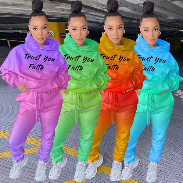 

tie-dye two piece set women's set hooded sweatshirt jogger pants suit tracksuit matching autumn winter sweatsuits casual outfits, Gray