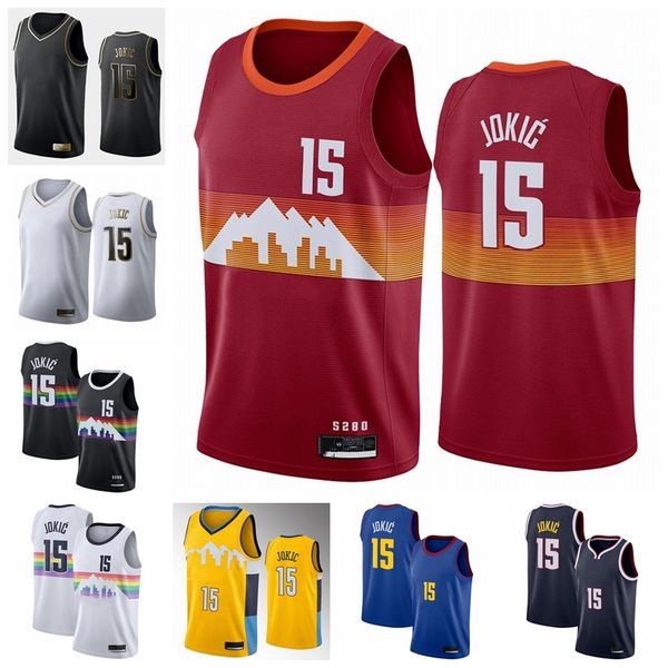 

2020-21 мужской денвер самородки мужчины никола jokic # 15 баскетбол джерси ассоциация / город / список майки, Black;red