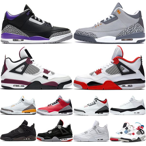 

men women jumpman basketball shoes cool grey whihe black varsity royal 4s green metallic og fire red 2020 mens trainers sneakers size 36-47, White;red