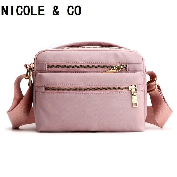 

nicole & co new shoulder travel bag casual nylon cloth bag zipper mobile phone small square handbag ladies 2021 spring