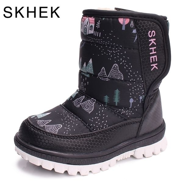 Skhek marca inverno botas meninas de alta qualidade crianças botas para crianças sapatos aquecer sapato bebê menino crianças boots lj201029