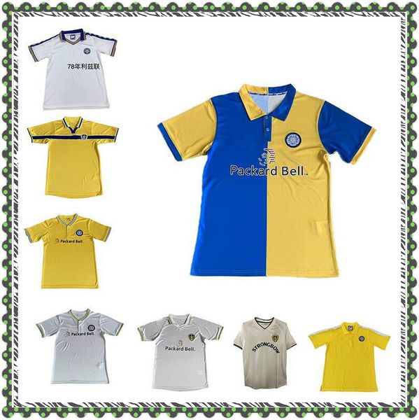 

1978 1998 1999 2000 2001 retro leeds soccer jersey vintage united home away alioski smith bamford fowler 78 98 99 football shirt s-2xl, Black;yellow