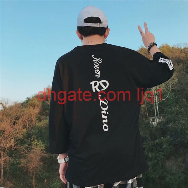

spring and summer loose cropped t-shirt men's korean-style short-sleeved sleeve t-shirt sleeve clothes for teenagers half-sleeved tr, Blue