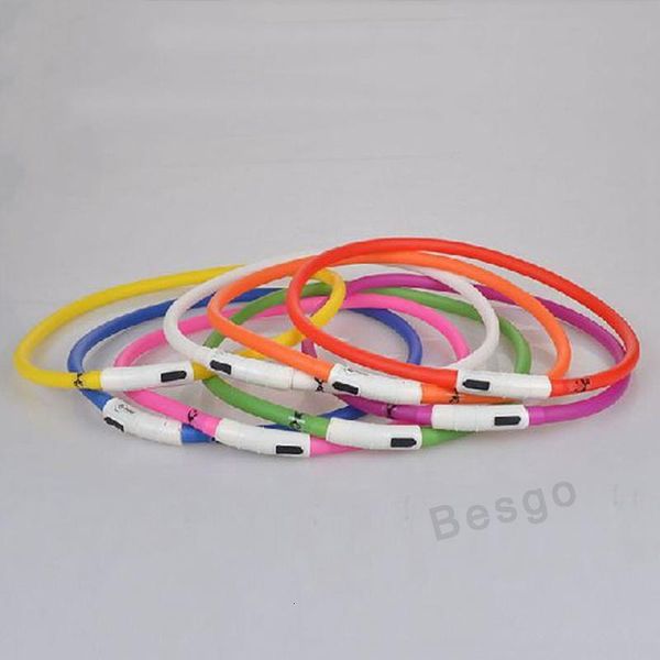 

adjustable 70cm led usb dog rechargeable flashing cat puppy collar safety in night fits all pet silicone dogs collars bh