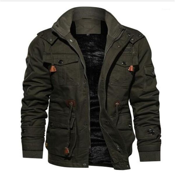 

mens parka jacket winter fleece multi-pocket casual quilted jacket1, Tan;black