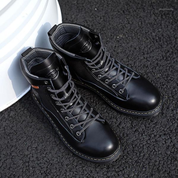 

boots high men breathable pu lace up safety casual shoes black desert combat ankle army boot mens tooling booties1