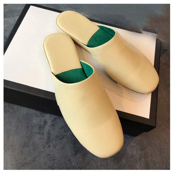

simple designer slippers platform summer sandals for women2021 yellow outdoor casual half mueller leather flat shoes comfortable, Black