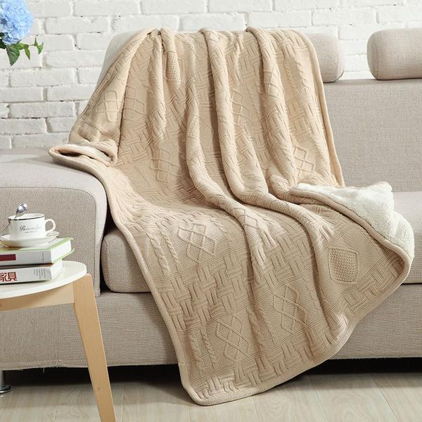 

blankets thicken autumn winter plus cashmere knitted plush soft sofa cover blanket car