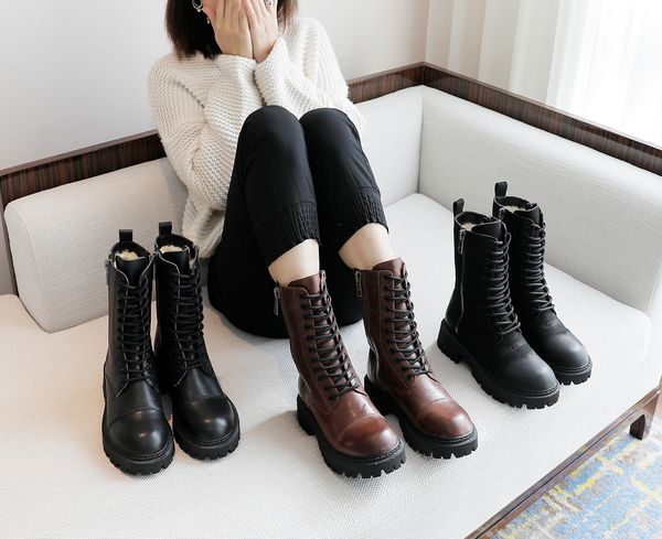 

martin boots female winter rabbit fur flock shoes boots high heels platform boots women shoes girls fenty beauty designer shoes women luxury, Black