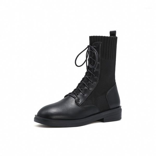 

boots women's rubber flat heel boots-women female shoes winter footwear round toe luxury designer rain mid calf 20211, Black