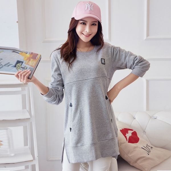 

1636# autumn winter thick warm plus velvet maternity nursing hoodies feeding shirts clothes for pregnant women pregnancy lj201120, White