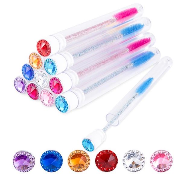 

false eyelashes 10/20pc replaceable eyelash brush for extension disposable eyebrow tube sparkling broken diamond at bottom make up