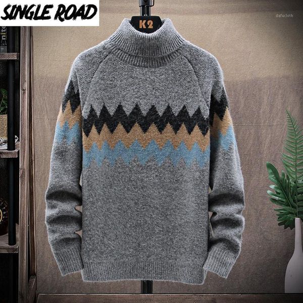 

singleroad mens turtleneck sweater men 2020 winter patchwork jumper high collar harajuku sweaters korean casual grey sweater men1, White;black