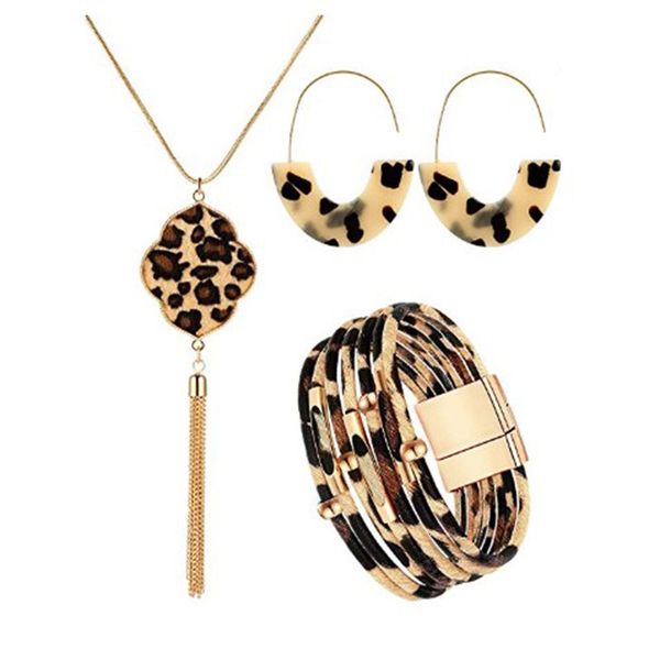 

u-shape leopard fashion print simple acrylic women's earrings, Silver