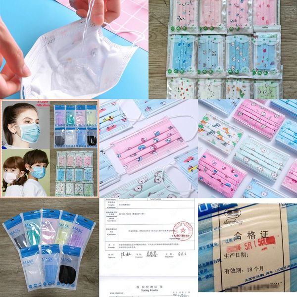 

10pcs individual colors cartoon 8 kids masks pack designer face mask fashion child children 3 layers disposable maoutlethtuv