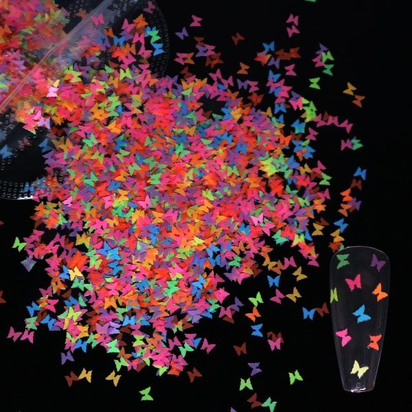 

nail glitter 1 bag fluorescence butterfly shape nails art flakes 3d colorful sequins polish manicure decoration diy accessories, Silver;gold