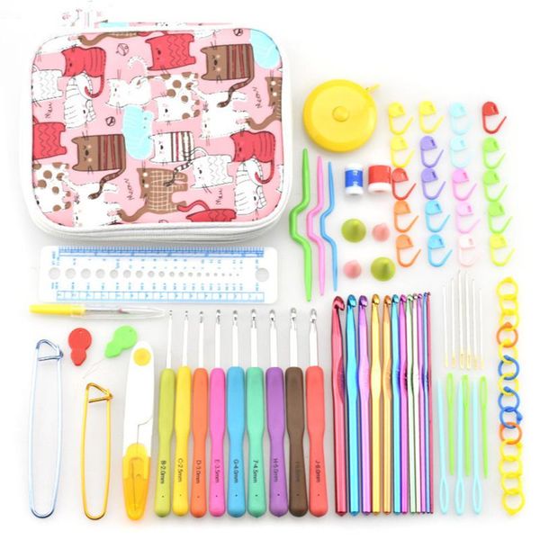 

sewing notions & tools 21 pcs/set alumina tpr crochet hook set knitting with accessory kit diy accessories, Black