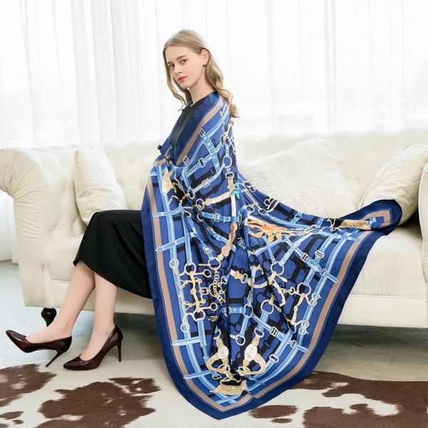 

scarves [zhendian treasure collection] silk twill scarf large square style hangzhou boutique multifunctional shawl, Blue;gray