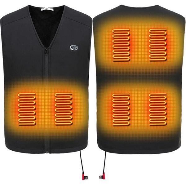 

usb heated vest men woman winter outdoor heating jacket waistcoat thermal warm clothing feather sleeveless gilet homme vests, Black;white