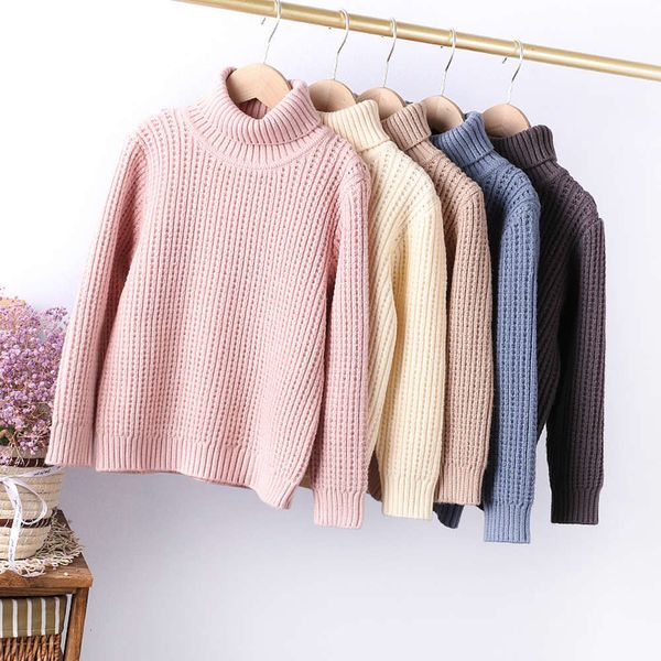 

children's 2020 winter thickened high collar boys' and girls' sweaters, Blue