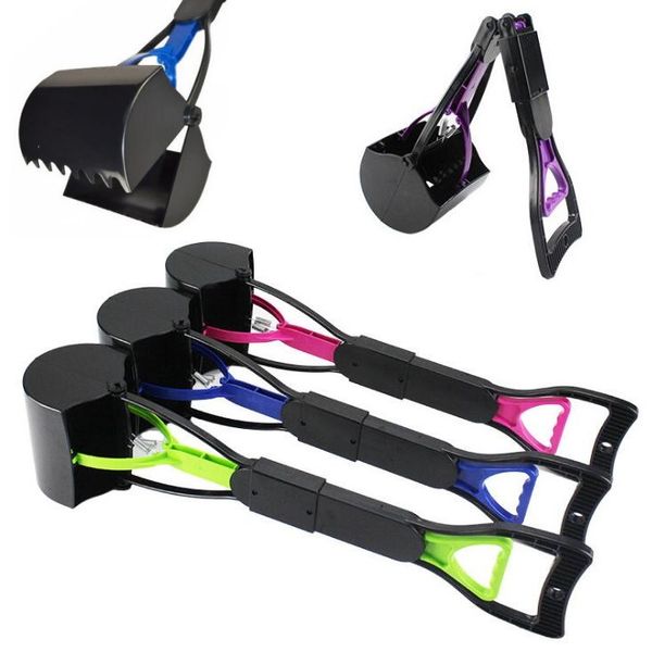 

portable pet pooper scooper folding long handle walking poo remover grabber picker for outdoor/indoor cats dogs animal waste shovel