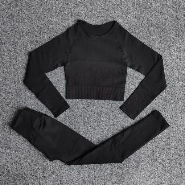 

yoga outfits 2021 women autumn winter simple vertical stripe long sleeve set high waist hip lifting leggings fitness clothes, White;red