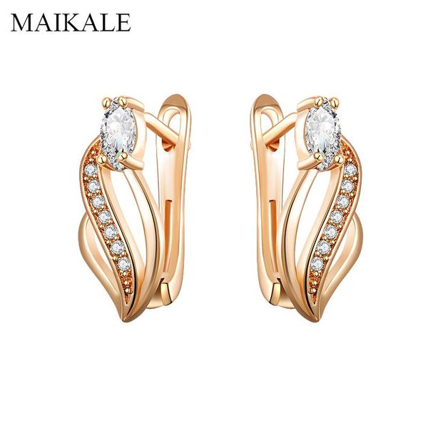 

maikale simple flower stud earrings multiple cubic zirconia gold/silver color korean earrings for women jewelry party gifts, Golden;silver