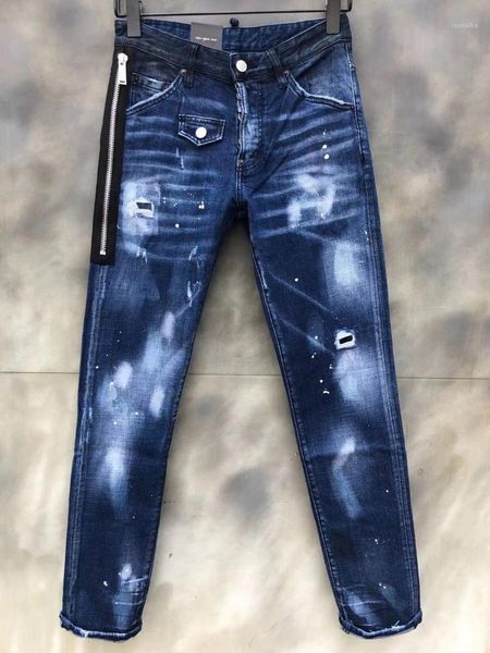 

thk09876 fashion men's jeans 2020 runway european design party style men's clothing1, Blue