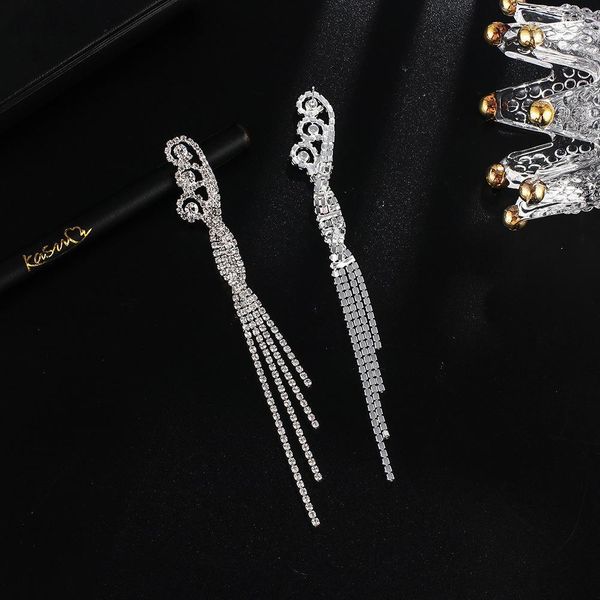 

chain overlength tassels earrings rhinestone claw wrap personality eardrop goods