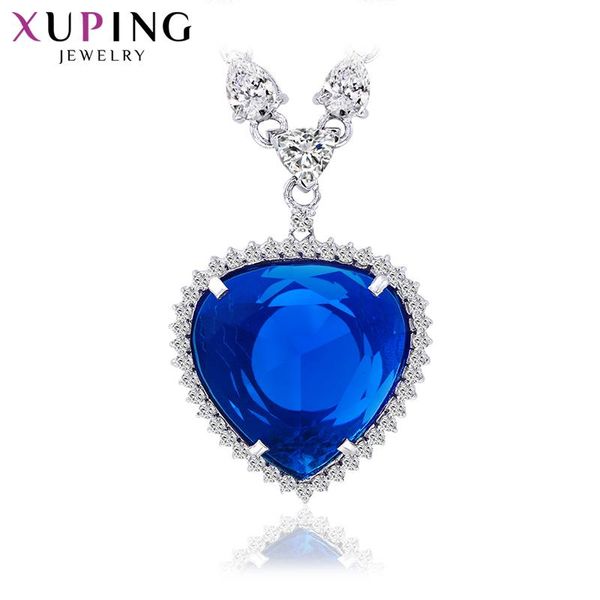 

chains xuping heart shape pendant necklace with synthetic cubic zirconia jewelry for women wedding party gifts 43454, Silver
