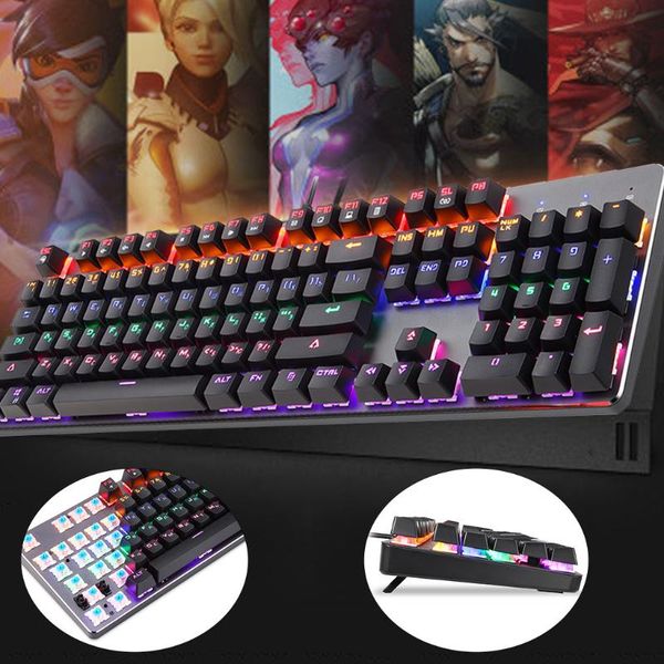 

mechanical gaming keyboard led backlit 104/87 keys anti-ghostingblack red blue switches for dota 2 gamer pc lapfashion