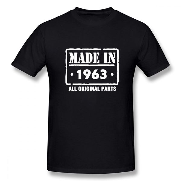 

made in 1963 new funny t shirt men short sleeves hip hop oversized o-neck cotton t shirts, White;black