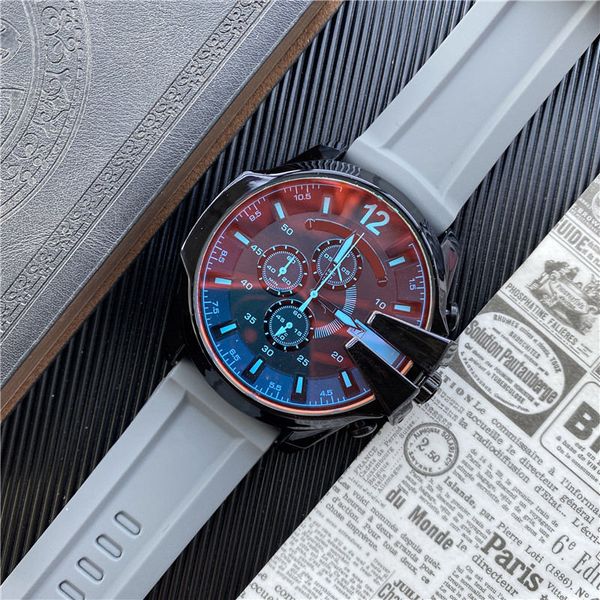 Venda quente marca masculina relógios esportivos casuais correndo segundos quartzo masculino relógio de pulso pulseira de borracha reloj de lujo