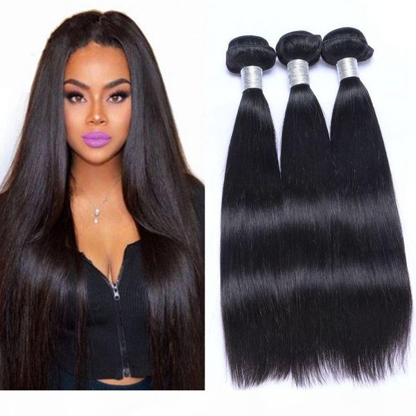 

malaysian human hair extensions 3 bundles straight unprocessed virgin hair weft natural black 8-26 inch hair weave