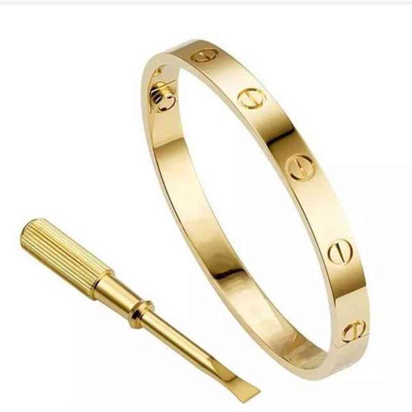 

stainless steel classic screw ring pattern bracelet, gold color lovers bracelet does not fade, Golden;silver