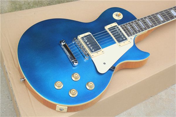 

customized blue sparkle electric guitar with mini humbuckers