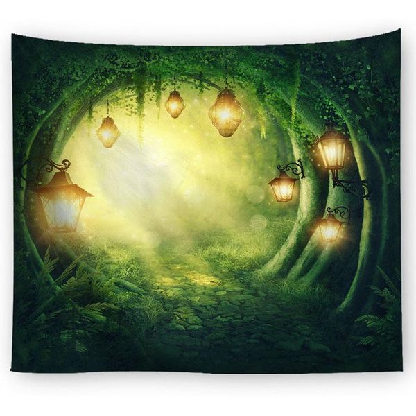 

оформление стены настенные гобелен красивая натуральная лесная стена ткань зеленый лесной шаблон спальня живопись главная украшение джеллы