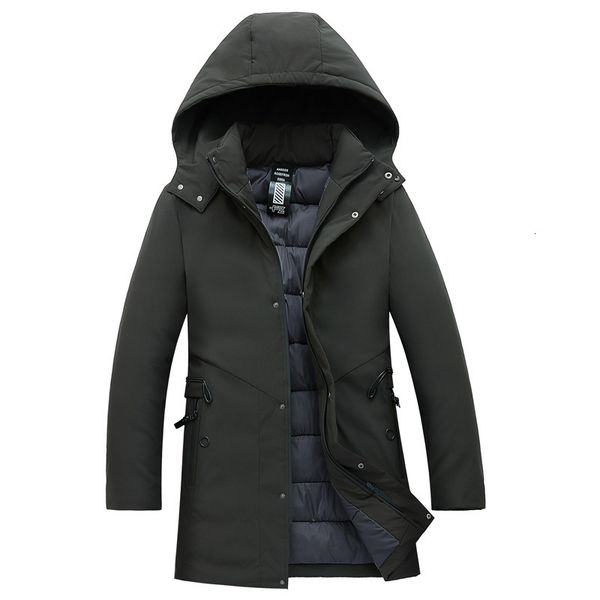 

aged men's middle long warm down father loose business cotton padded jacket in winter, Black