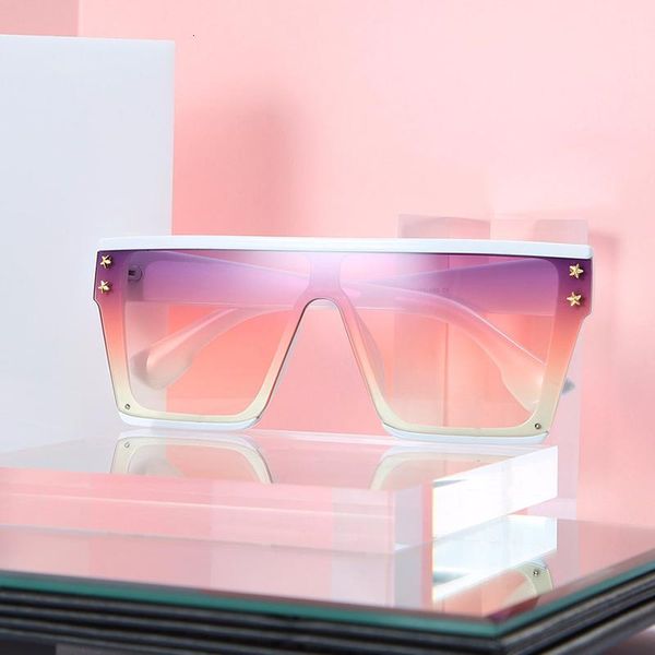 

sunglasses 2021 fashion oversize square men women star big frame vintage mirror shades gradient sun glasses, White;black