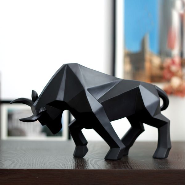 

resin geometric bison ox sculpture abstract bull statue office decoration home art and craft ornament accessories birthday gift t200330