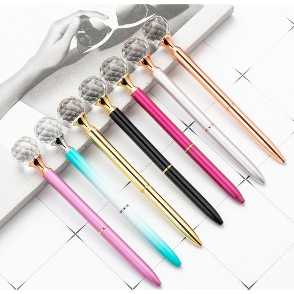 

1 roller ballpoint pen school office supply wedding stationery crystal diamond metal rose gold luxury spinning wmttdy xhhair, Black;red