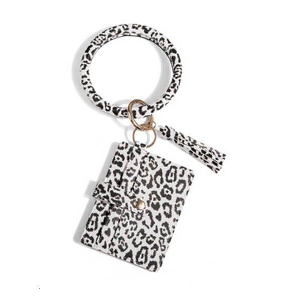 

bracelet chain purse pu wrist round leather ring tassel pendant leopard bufflao wristband keychain bracelets key rings, Silver