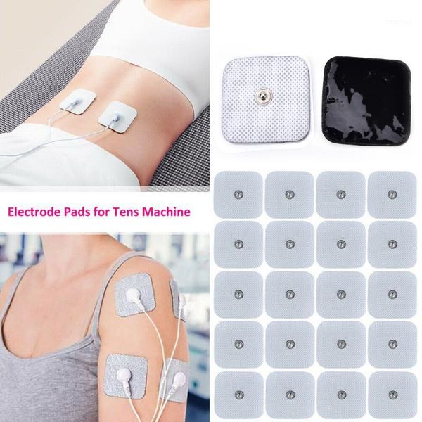 

10pcs 20pcs 4*4cm self adhesive replacement electrode pads for tens acupuncture machine ems pulse slimming massager snap on1